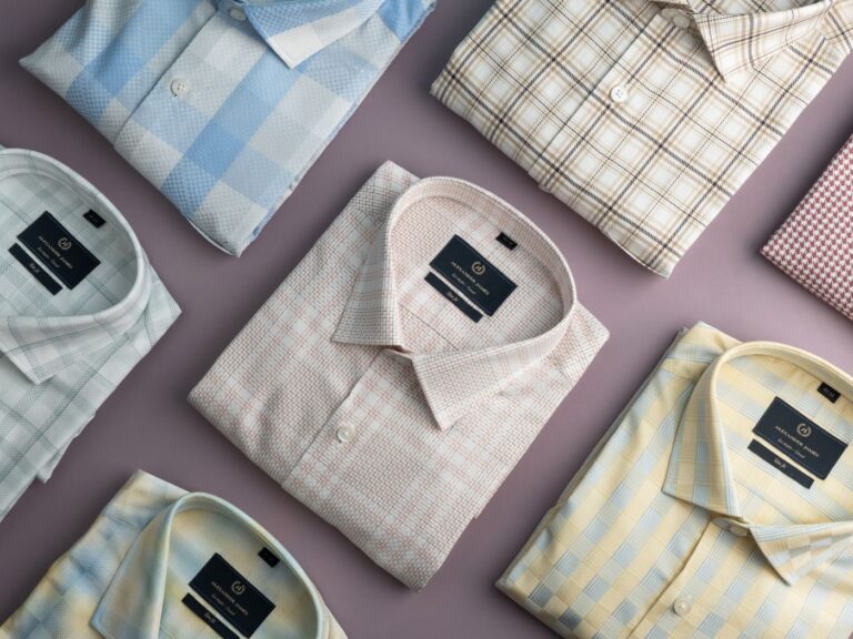 Business casuals made from Egyptian Giza cotton by Alexander Jamés, the leading menswear brand in Hyderabad.
